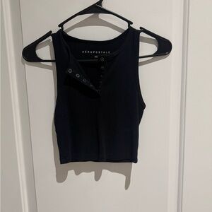 Aeropostale Black Buttoned Crop Top